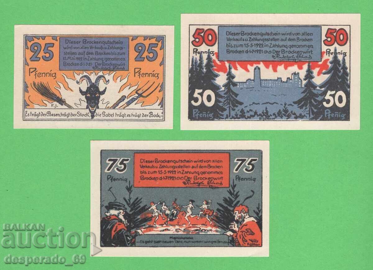 (¯`'•.¸NOTGELD (πόλη Brocken) 1922 UNC -3 τεμ. τραπεζογραμμάτια¸.•'´¯) με τιμή € 4.00 | 7.82 BGN