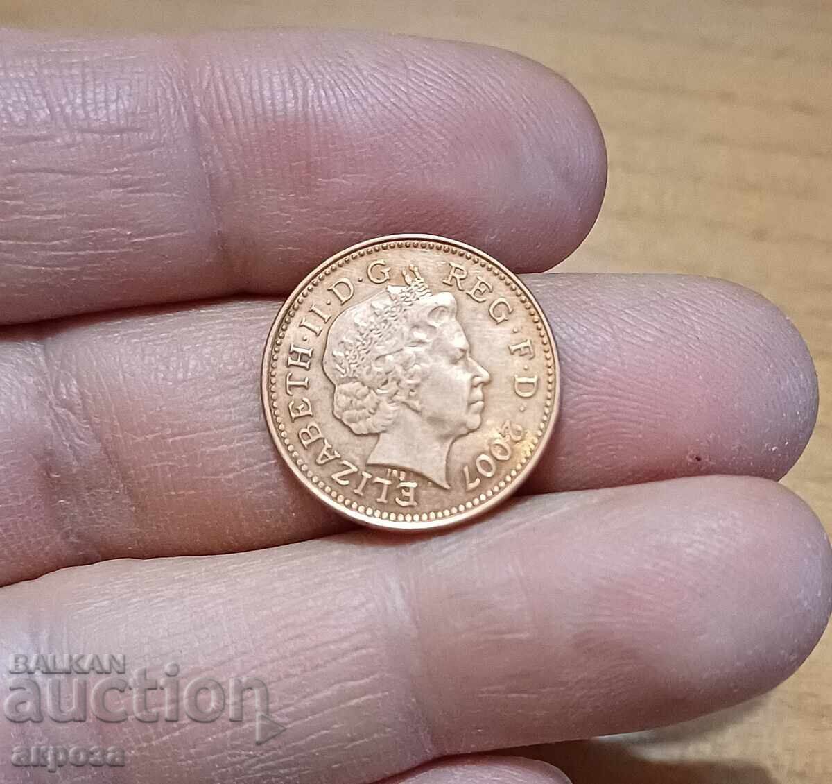 Licitație 1 penny Marea Britanie 2007 cu luciu Licitație 1 penny Marea Britanie 2007 cu luciu