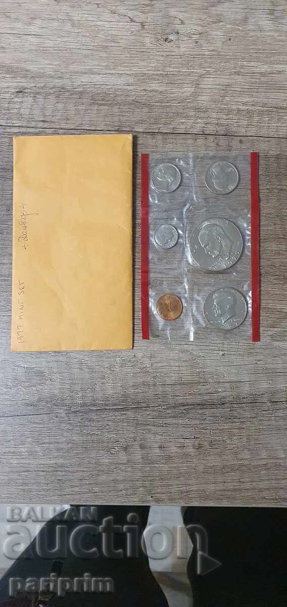 Аукцион САЩ, 1977 г. Лот от 6 бр. НЕЦИРКУЛИРАЛИ монети. БЗЦ Аукцион САЩ, 1977 г. Лот от 6 бр. НЕЦИРКУЛИРАЛИ монети. БЗЦ