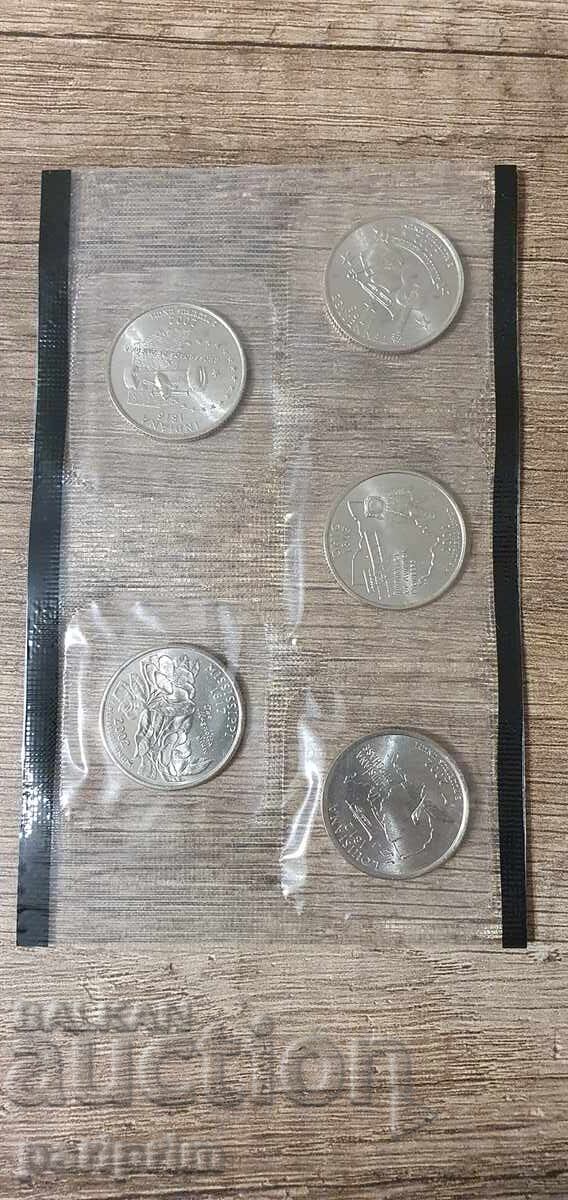 САЩ, 2002 г. Лот от 10 бр. НЕЦИРКУЛИРАЛИ монети. БЗЦ - 5 САЩ, 2002 г. Лот от 10 бр. НЕЦИРКУЛИРАЛИ монети. БЗЦ - 5