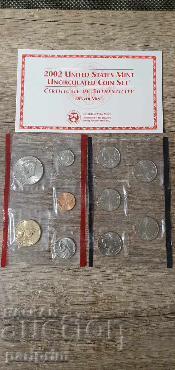 САЩ, 2002 г. Лот от 10 бр. НЕЦИРКУЛИРАЛИ монети. БЗЦ САЩ, 2002 г. Лот от 10 бр. НЕЦИРКУЛИРАЛИ монети. БЗЦ