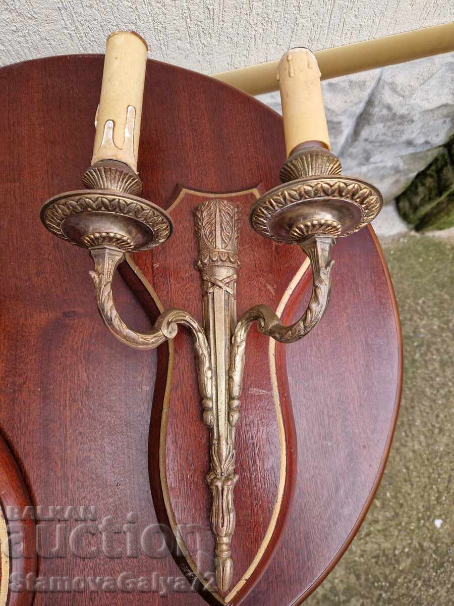 Παράδοση Δύο υπέροχα αντίκες γαλλικά μπρούτζινα απλίκες Παράδοση Δύο υπέροχα αντίκες γαλλικά μπρούτζινα απλίκες