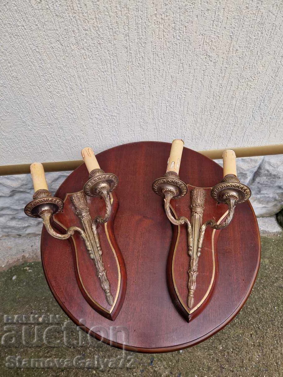 Δύο υπέροχα αντίκες γαλλικά μπρούτζινα απλίκες Δύο υπέροχα αντίκες γαλλικά μπρούτζινα απλίκες