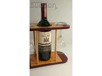 Стойка за вино с бутилка и 2 чаши