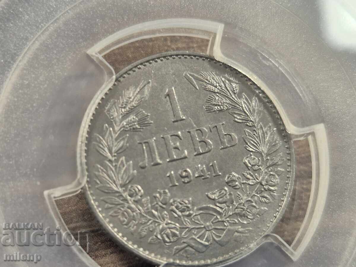 PCGS 1 leu 1941 g. UNC DETAILS CURĂȚAT - 5 PCGS 1 leu 1941 g. UNC DETAILS CURĂȚAT - 5