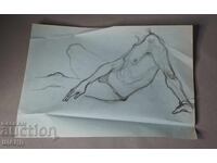 Стара Майсторска рисунка молив еротика голо тяло