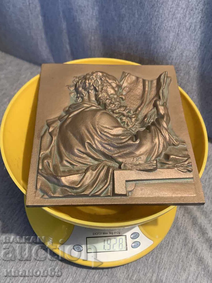 бронзов релефен плакет на философ - 7