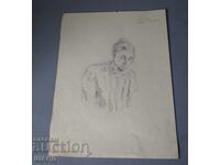 Desen vechi de maestru, portret în creion al unei femei