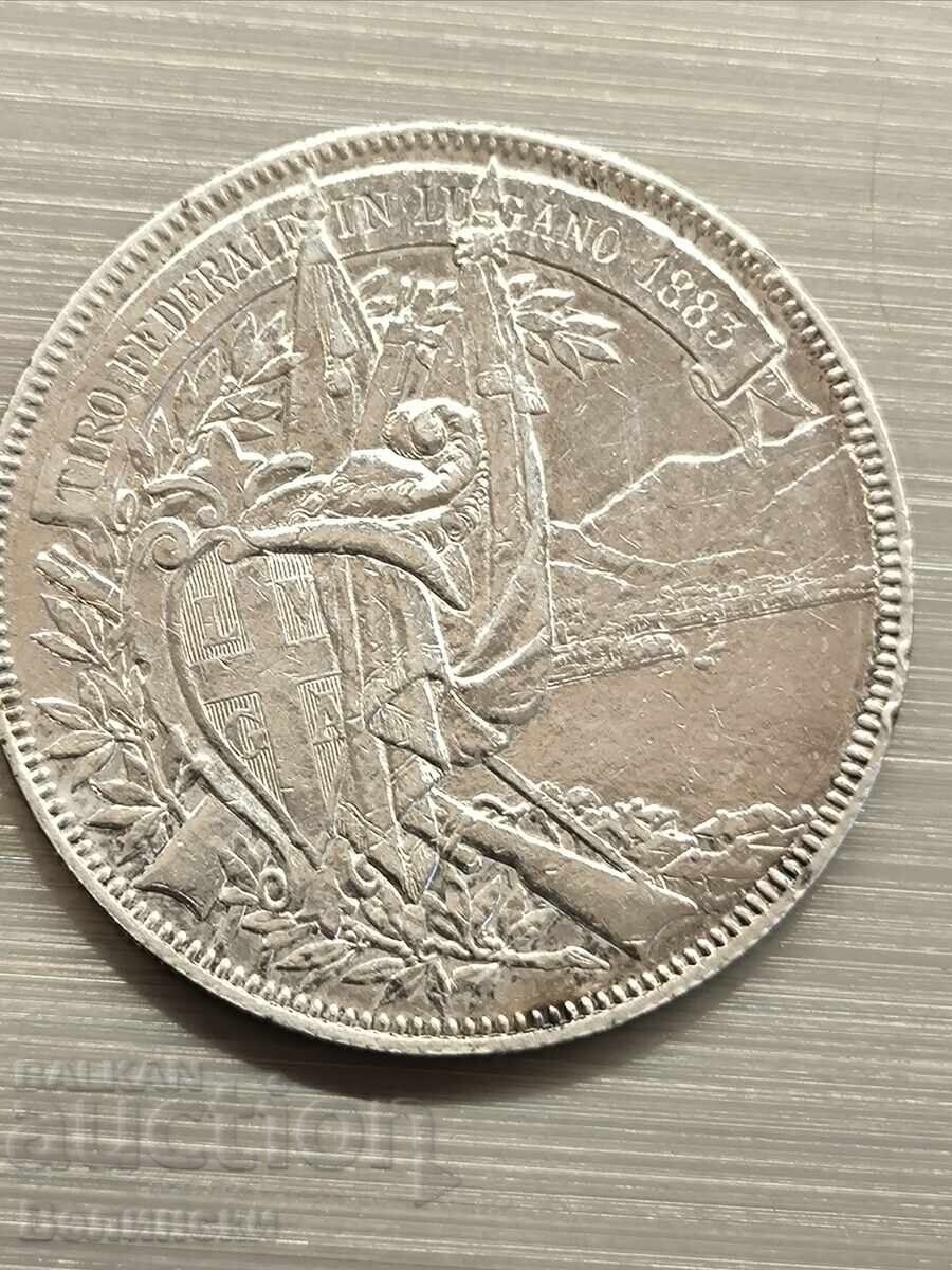 5 франка Швейцария 1883, Четете описанието. - 5