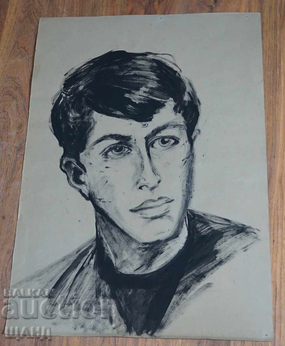 Стара Майсторска двойна риснка портрет на мъж