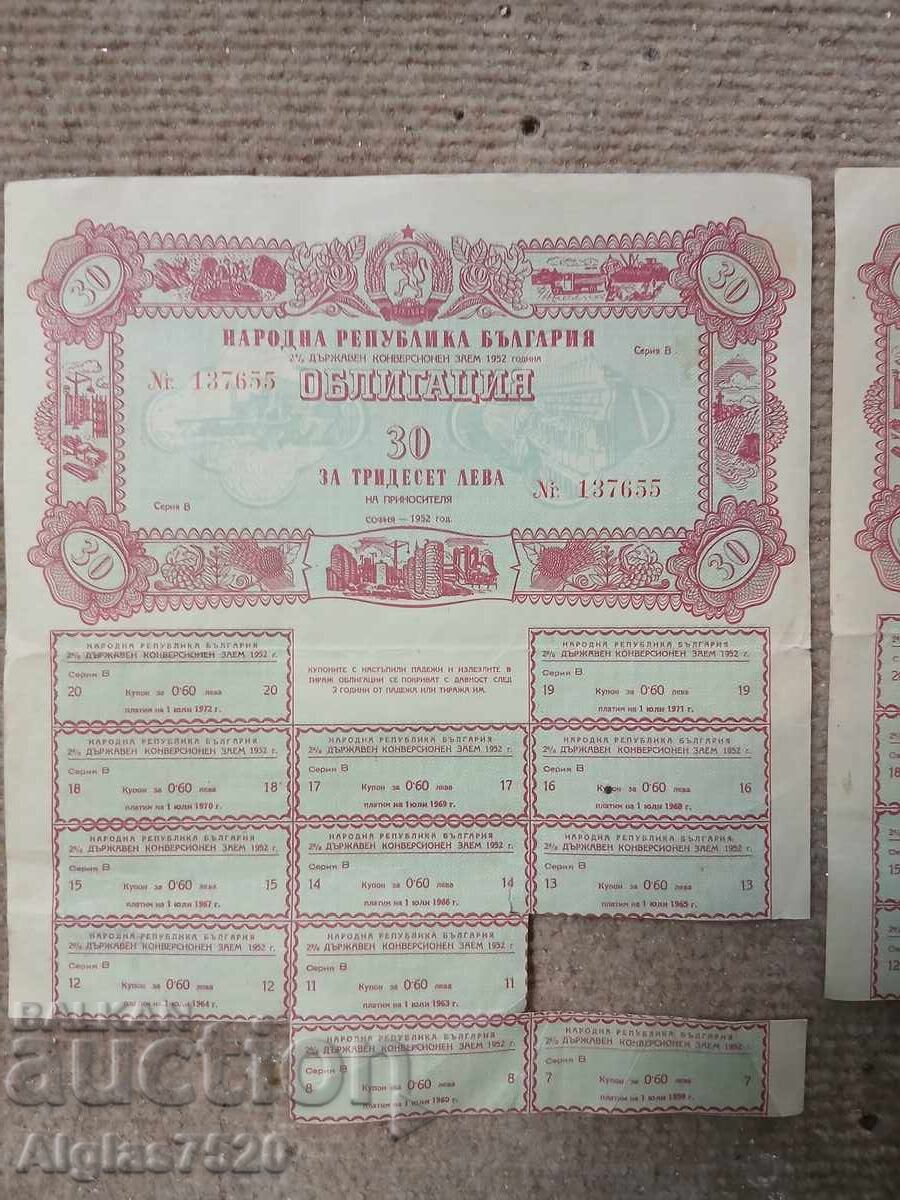 Licitație 2 buc. obligațiuni NRB 1952g