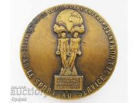 Рядък настолен медал плакет Футбол За приятелство чрез спорт