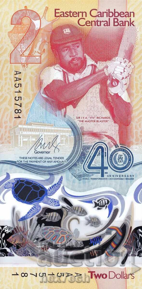 ❤️ ⭐ Caraibe de Est 2023 2 USD Polymer UNC nou ⭐ ❤️ cu preț € 4.49 | 8.78 BGN