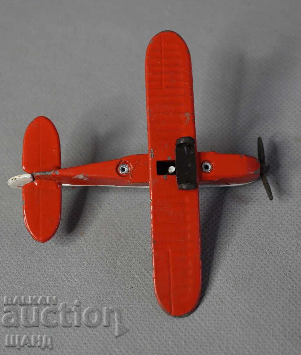 Стара метална играчка модел самолет червен кръст - 5