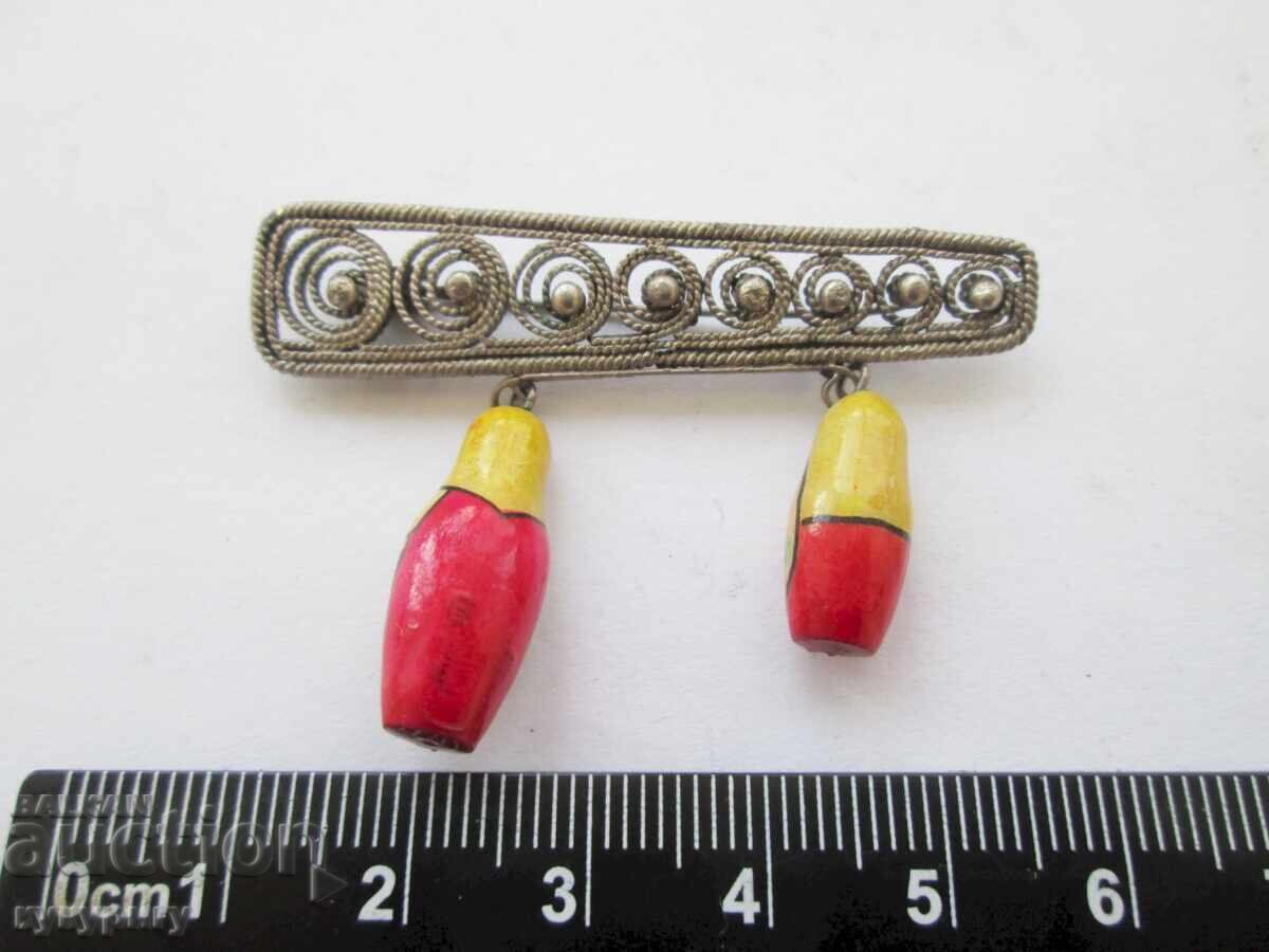 Auction  Old Russian filigree brooch with matryoshka dolls, handmade