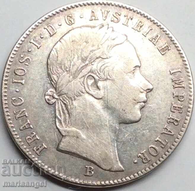 Аукцион 20 кройцера 1855 Австрия Франц Йозеф сребро Патина-  рядк!