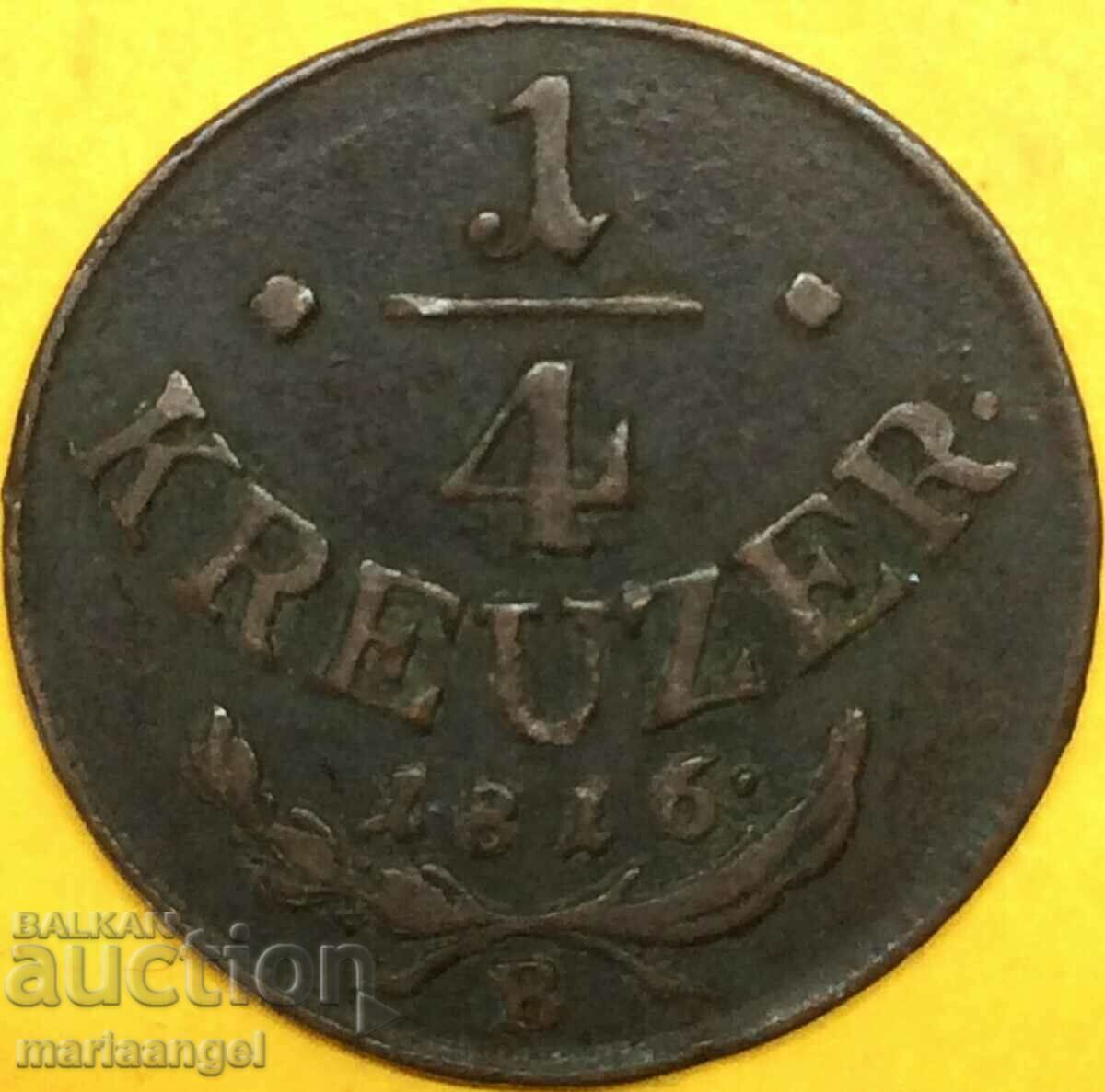 Auction  1/4 Kreuzer 1816 Austria B - Kremnitz Copper