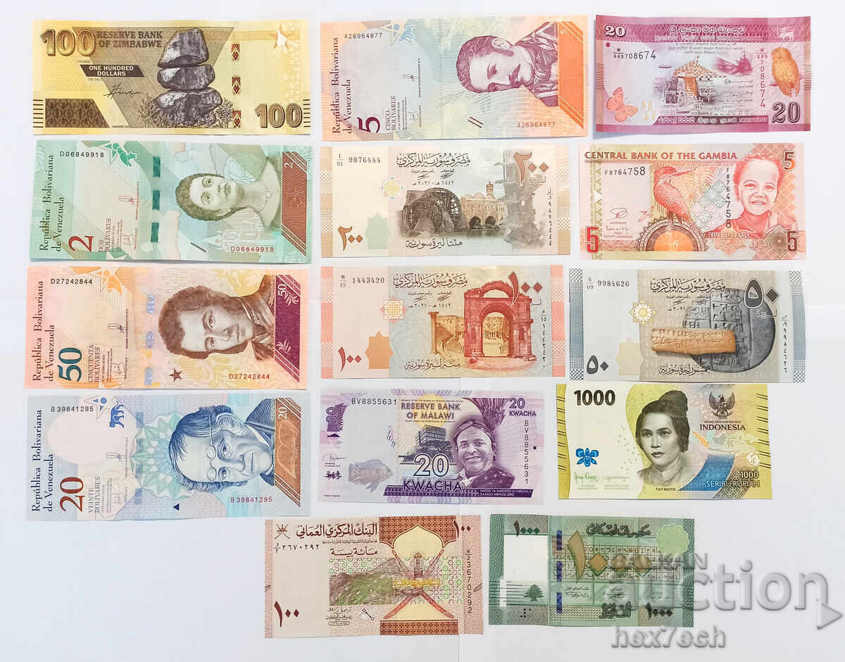 ❤️ ⭐ Lot de bancnote 14 bucăți UNC nou ⭐ ❤️