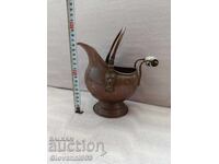 Медна кашпа с порцеланова дръжка