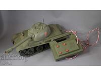 Old Russian plastic toy model tank on batteries 35 cm
