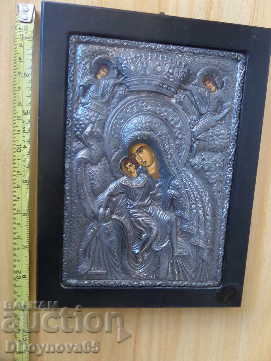 Icoană grecească veche, argintare - proba950 - 5