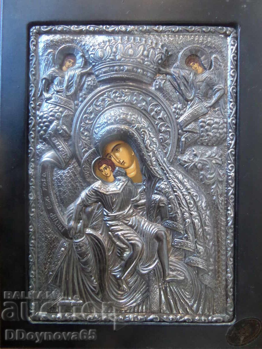 Icoană grecească veche, argintare - proba950