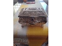 Antique jewelry box, music box, silver-plated