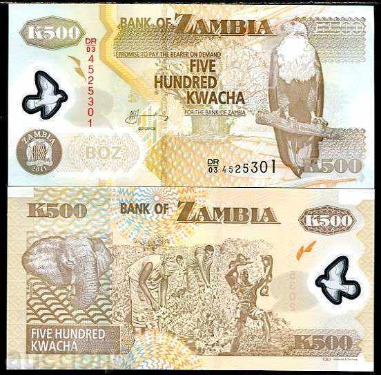 ZORBA AUCTIONS ZAMBIA 500 KWACHA 2011 POLIMER UNC