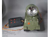 Old Russian plastic toy model tank with a spotlight