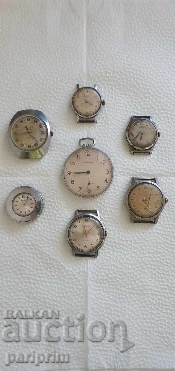 Lot of 7 mechanical wrist/pocket watches, for parts. BZC