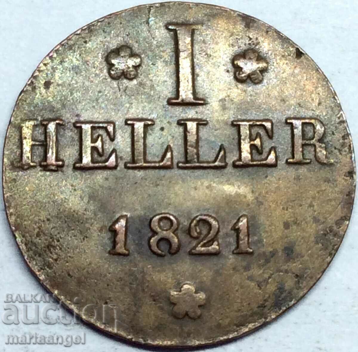 1 heller 1821 Frankfurt Germany Eagle χάλκινο - 6