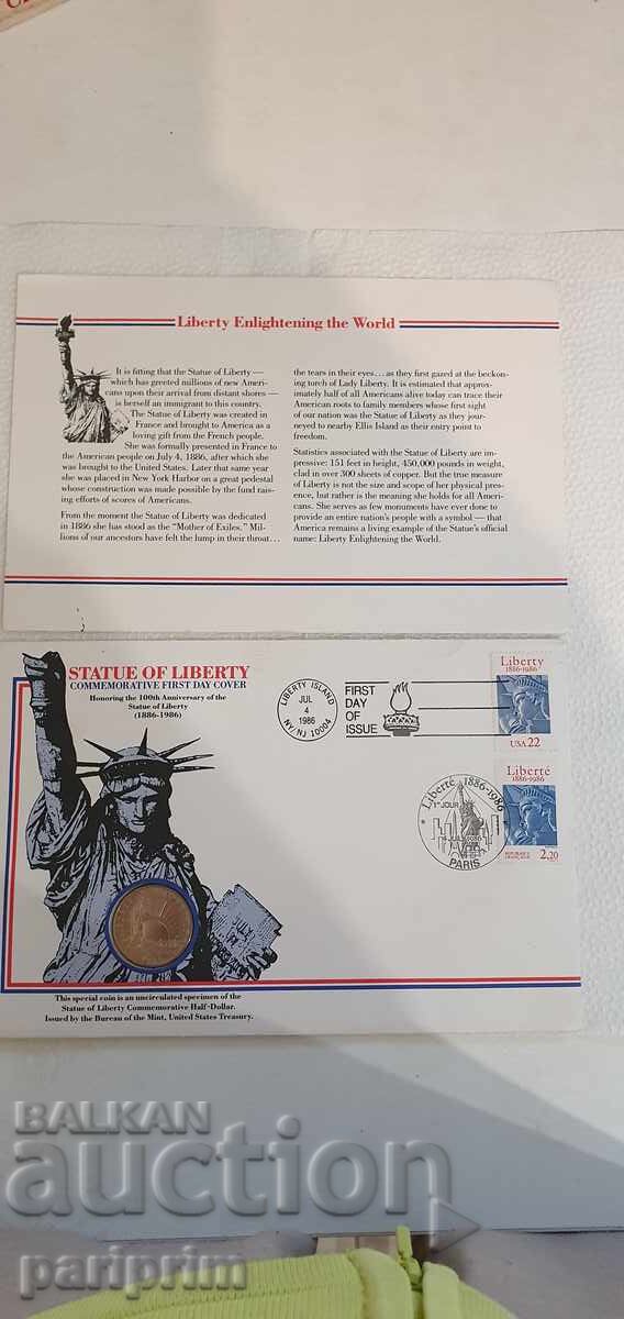 Доставка на САЩ, 1986 г.Юбилейна монета 100 г. Статуя на свободата. БЗЦ