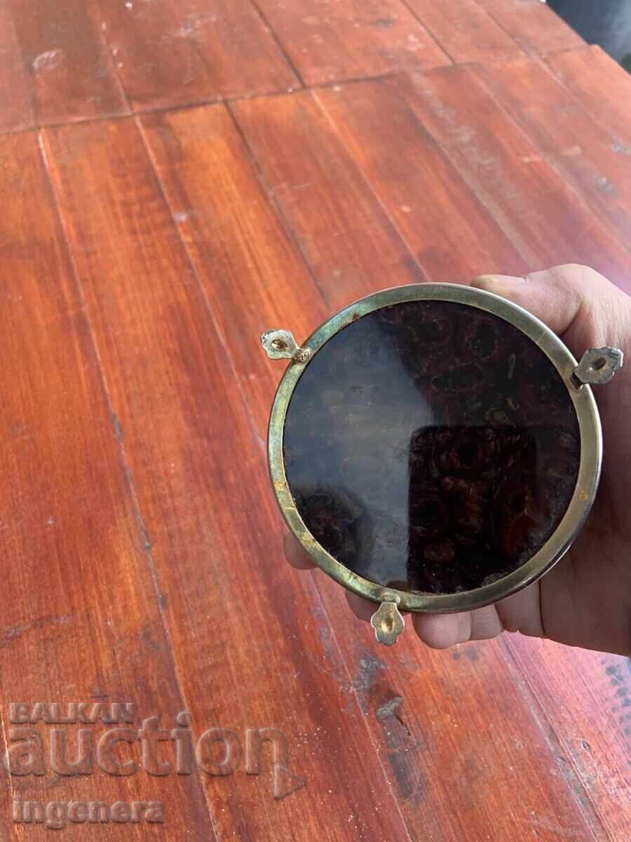 КУТИЯ СТАРИННА БАКЕЛИТ ОБКОВ МЕСИНГ КАТАЛИН ЦВЯТ КЕХЛИБАР - 5