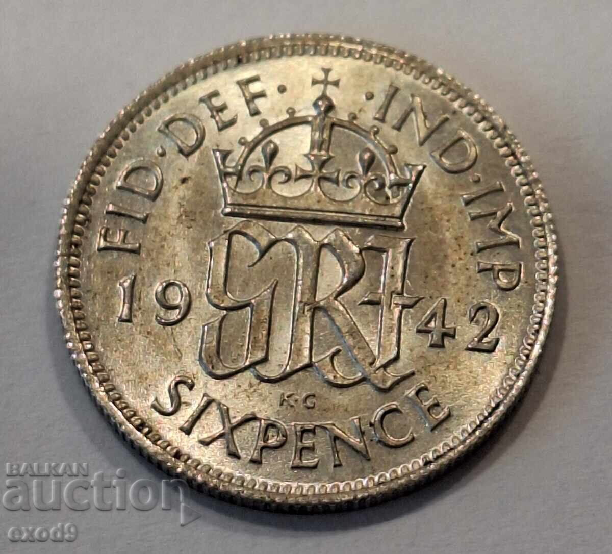 Silver 6 Pence 1942 / Great Britain