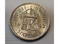 Сребро 6 Пенса 1942 / Великобритания