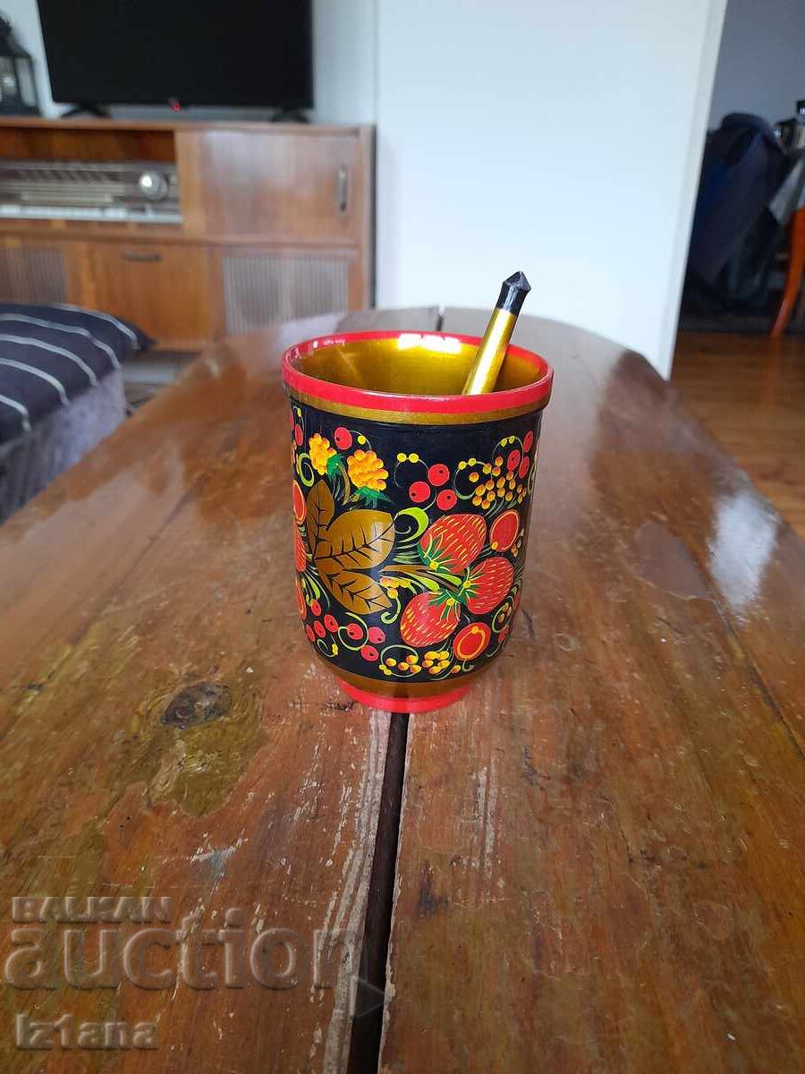 Стара Руска дървена чаша,хохлома