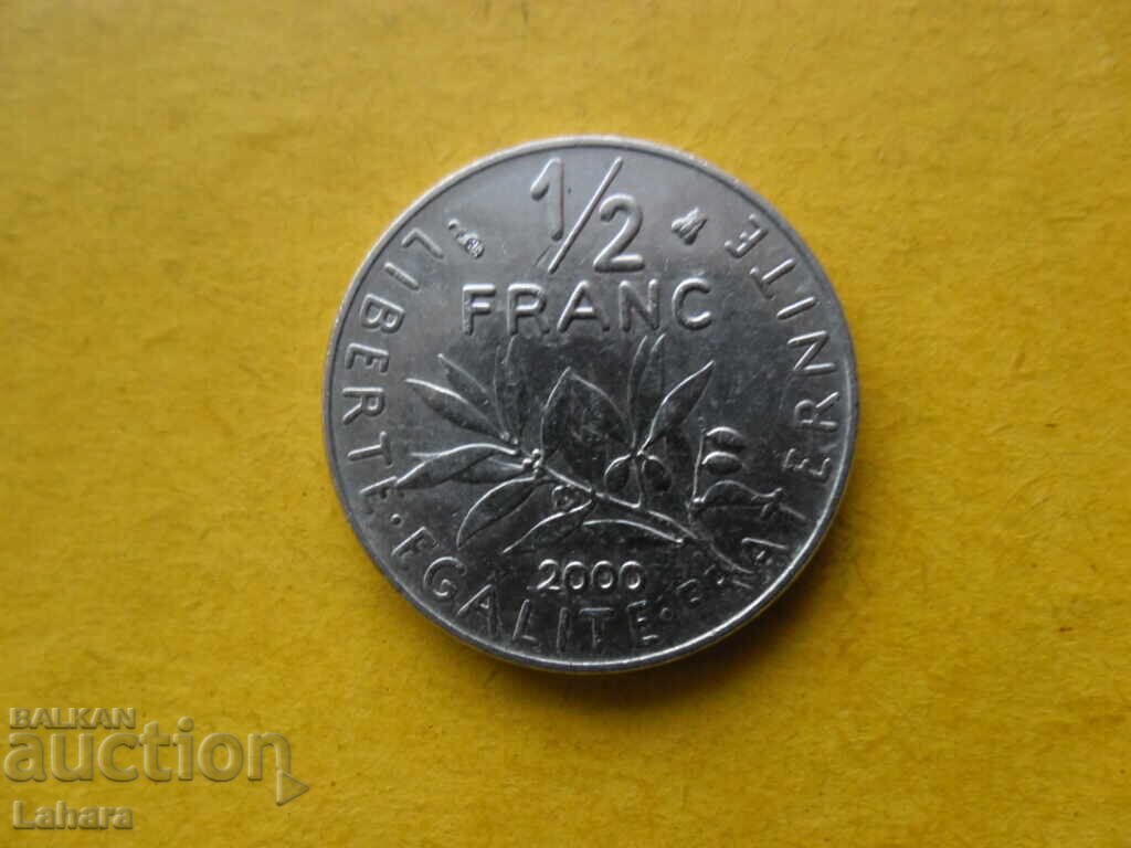 1/2 франк 2000  г. Франция дефект при отсичането