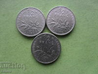 1/2 франк 1971  , 1972 , 1973  г. Франция