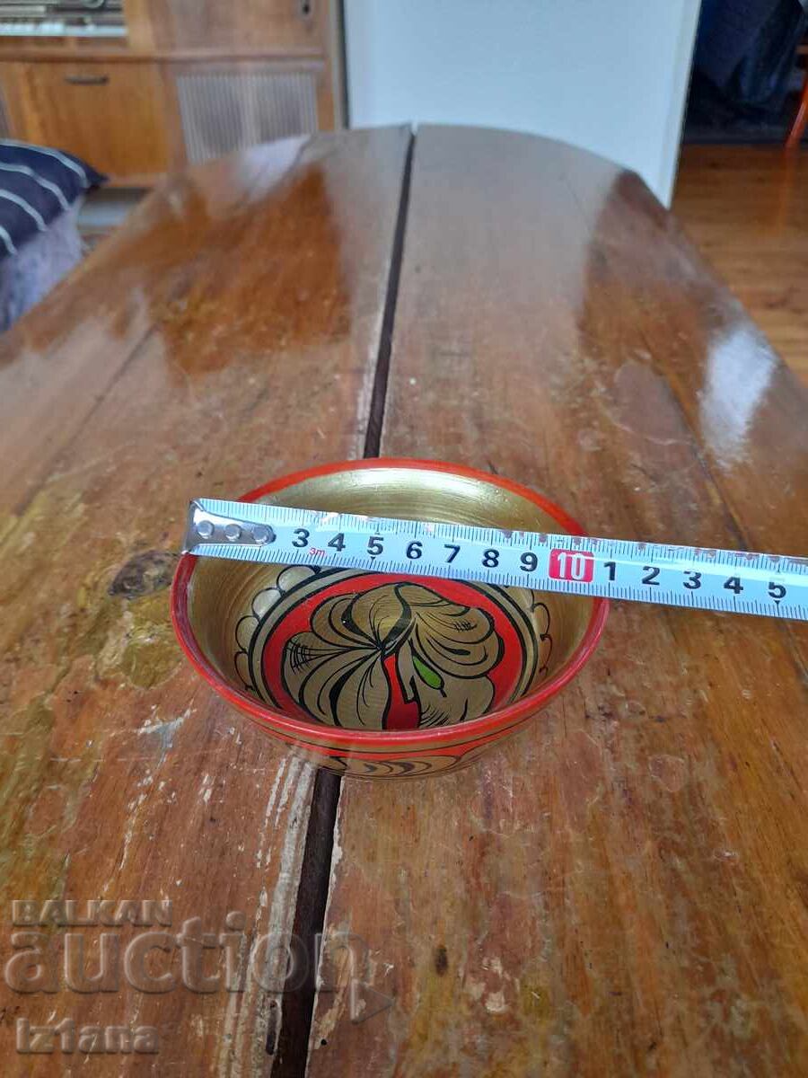 Стара дървена паница,хохлома - 6