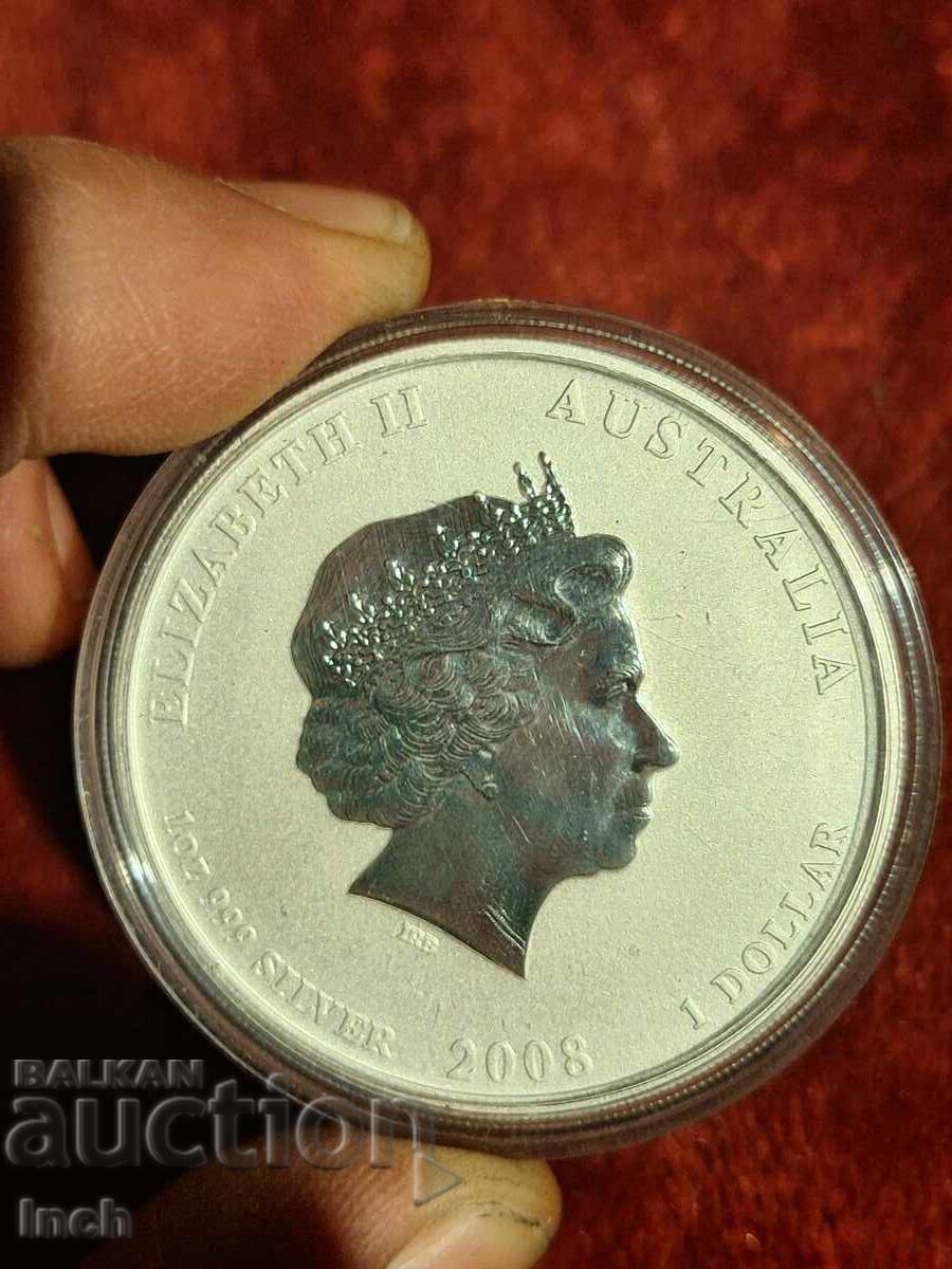 СРЕБЪРЕН АВСТРАЛИЙСКИ ЛУНАР 2008 ПОЗЛАТЕНА БЗЦ с цена € 21.00 | 41.07 лв.