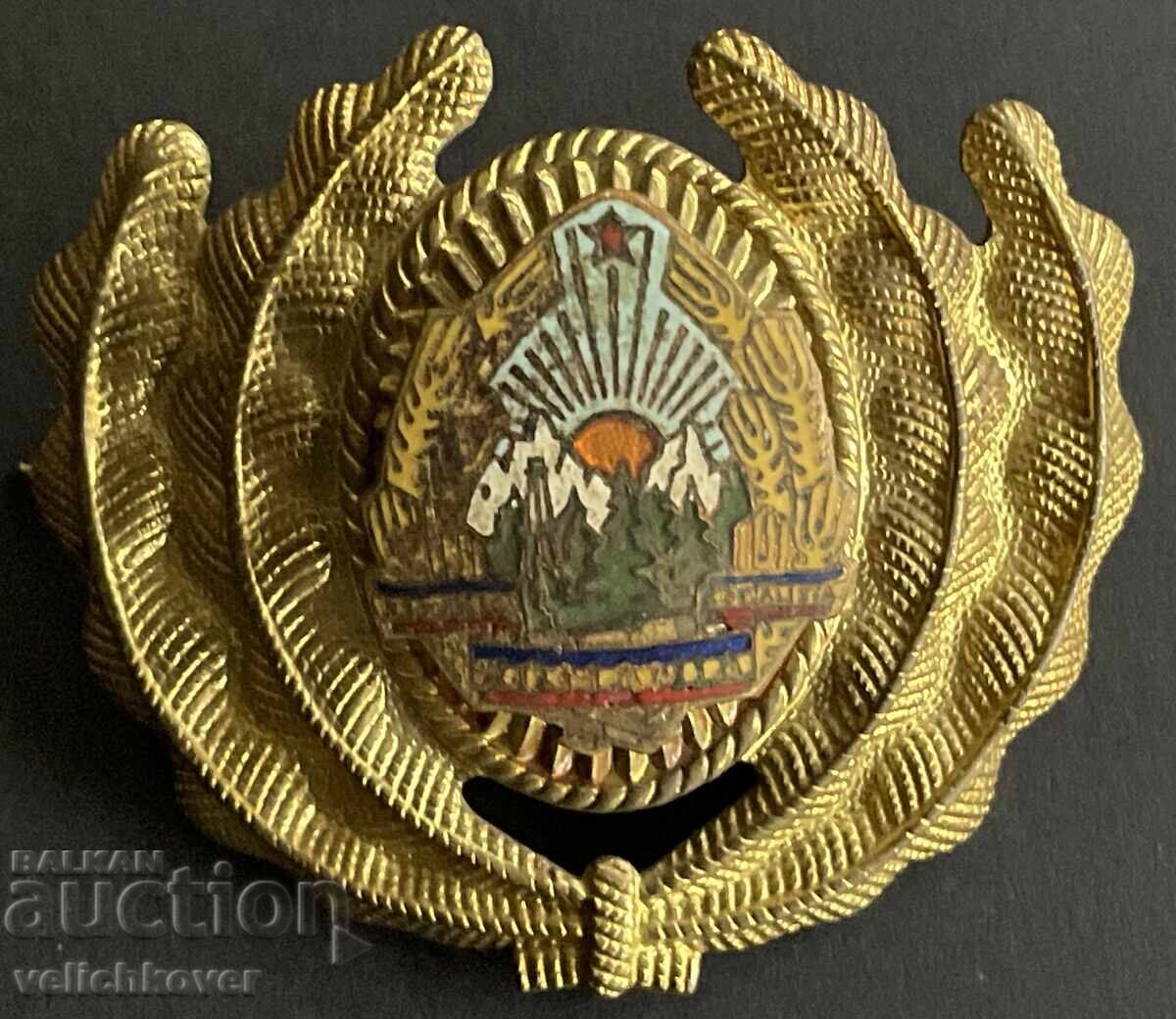 Romania Military Academy Bucharest cockade enamel 70s