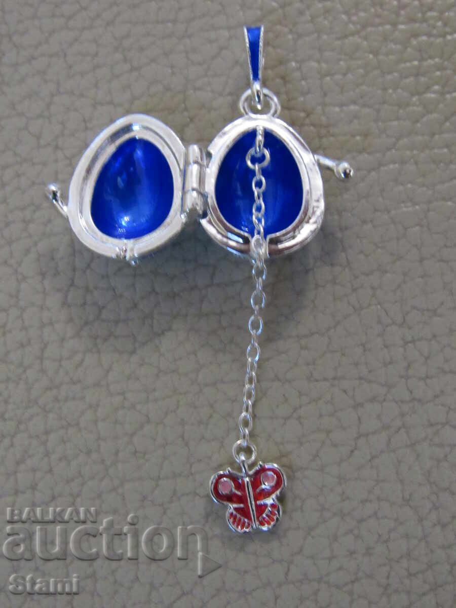 Colier cu pandantiv de dama rafinat - ou Faberge, nou - 7