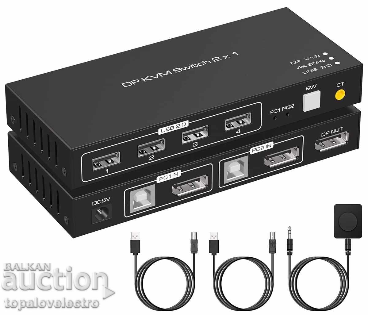 NOU! DisplayPort KVM switch 4K@60Hz – 2 computere la 1 monitor NOU! DisplayPort KVM switch 4K@60Hz – 2 computere la 1 monitor