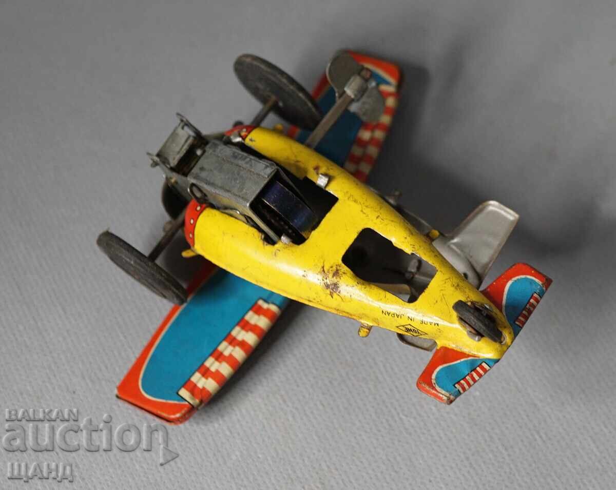 Old Japanese metal mechanical toy circus airplane - 6