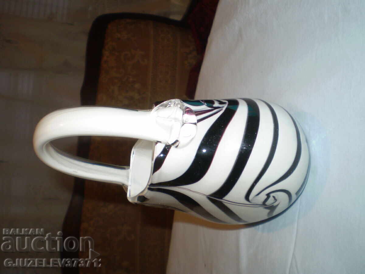 Vază-cupă din sticlă cu mâner, realizată din sticlă dublu stratificată - 6 Vază-cupă din sticlă cu mâner, realizată din sticlă dublu stratificată - 6