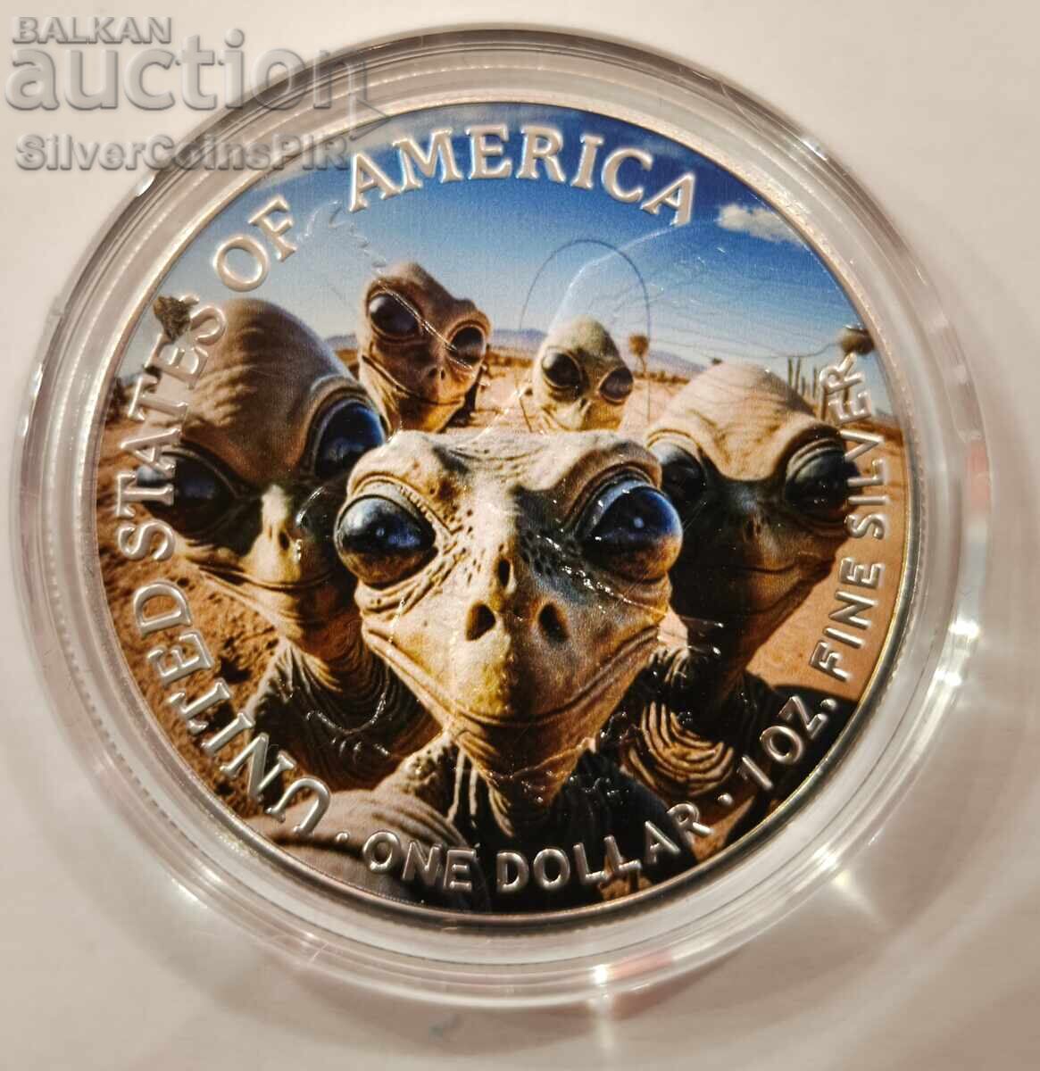 Livrarea Argint 1 oz Hipster Extraterestru 2024 SUA