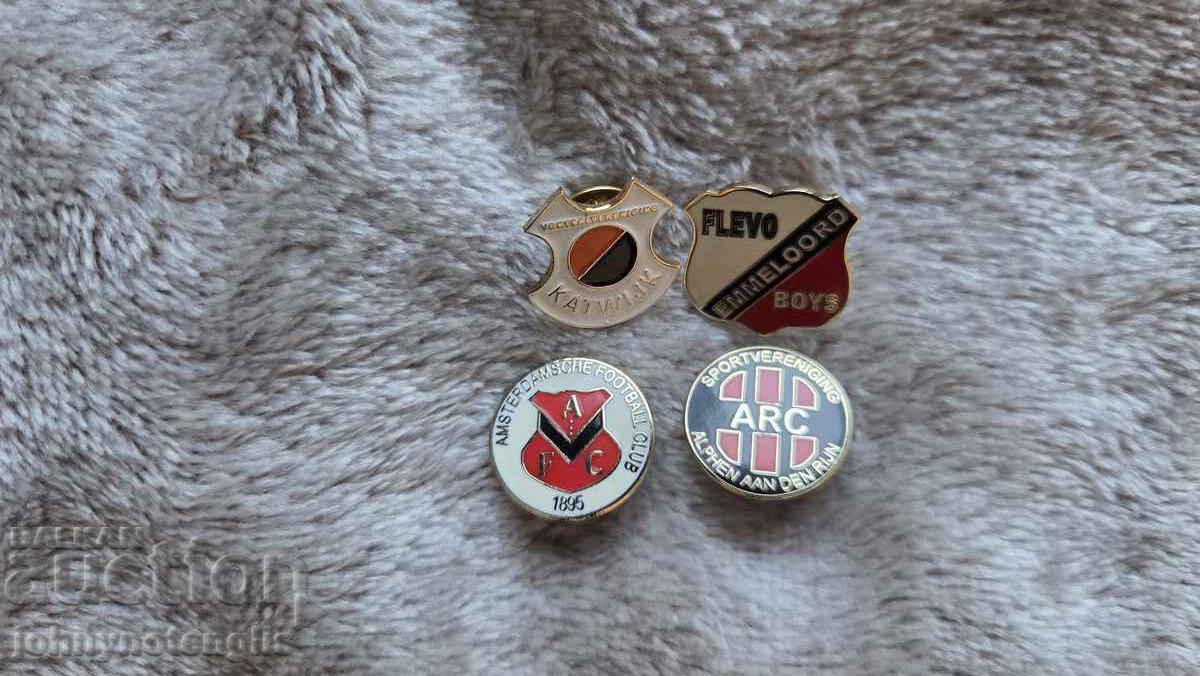 Football badges from the Netherlands - 4 pieces