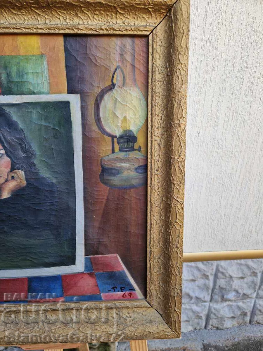 Доставка на Стара страхотна антикварна картина масло върху платно