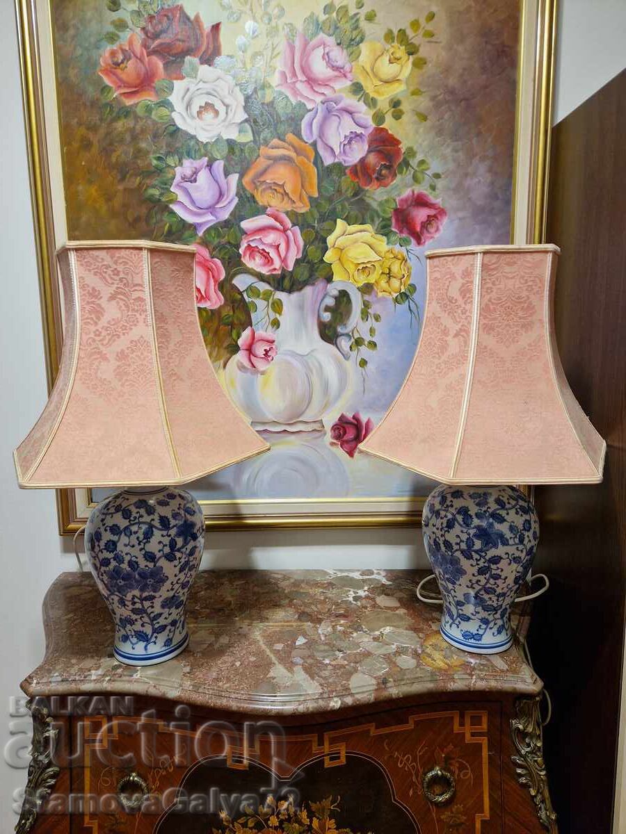 Pereche superbă de veioze din porțelan englezesc