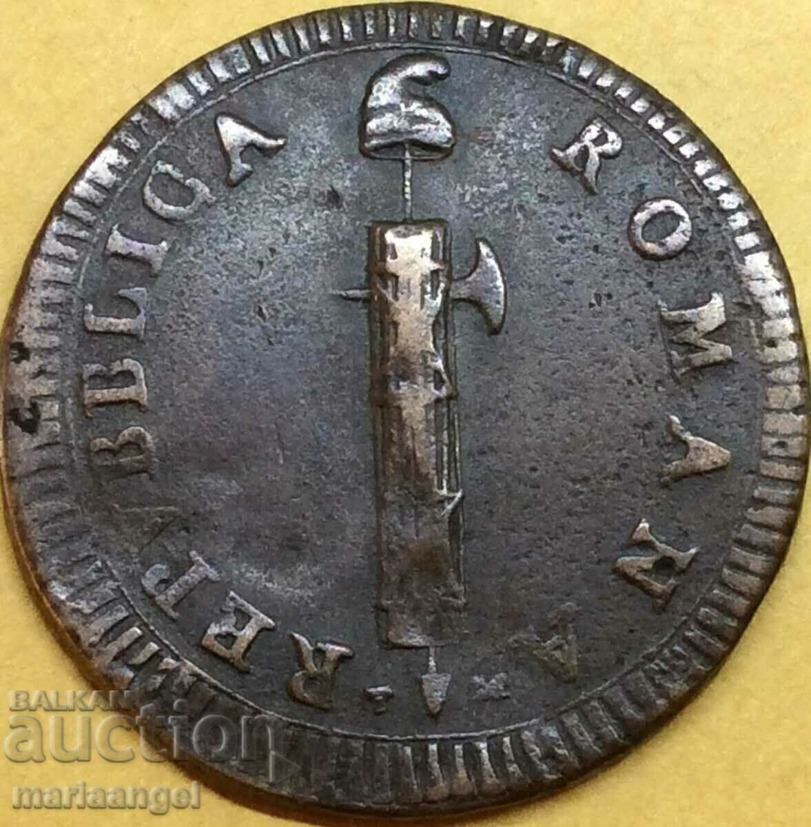 First Roman Republic 2 bayochi 1798 -1799 Vatican 35mm 19g